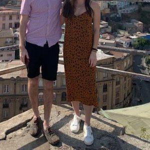 Madewell Leopard Silk Side Slit Slipdress, sz 4